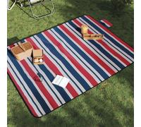 vidaXL Manta de picnic plegable terciopelo rayas rojo azul 200x150 cm