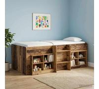 vidaXL Marco de Cama Alta para Niños Madera envejecida 90 x 200 cm