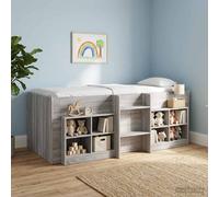 vidaXL Marco de Cama Alta para Niños Sonoma gris 90 x 190 cm