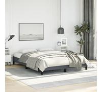 vidaXL Marco de cama doble gris oscuro, tela de terciopelo de lujo, listones de madera contrachapada resistente, patas de apoyo resistentes, fácil montaje, diseño moderno