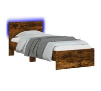 vidaXL Marco de cama led de roble ahumado de 80 x 200 cm, madera procesada, marco de cama moderno, diseño rectangular, led con cabecera, iluminación fresca para un dormitorio elegante
