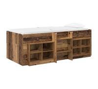 vidaXL Marco de cama loft con armario y estante 3 uds. 90 x 200 cm Multicolor, Madera envejecida