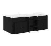 vidaXL Estructura de cama en altura con armario 3 uds. 98,5 x 200 cm Negro Diseño moderno