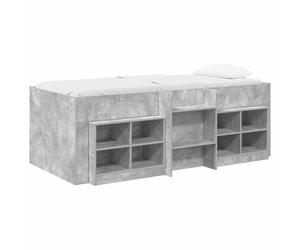 vidaXL Marco de cama loft con armario con estante 3 uds. 75 x 190 cm Multicolor Gris Hormigón