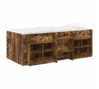 vidaXL Marco de Cama Loft con Armario con Estante 3 uds. Roble Ahumado
