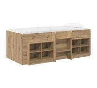 vidaXL Marco de cama loft con armario y estante 3 uds. 90 x 200 cm Roble Artisan Multicolor