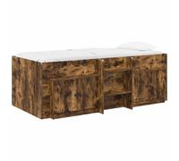 vidaXL Estructura de cama alta con armario 3 uds. Roble ahumado, diseño moderno para lofts