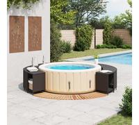 vidaXL: Marco para piscina Whirlpool, color , fabricado en polirattan y madera maciza de acacia