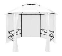 vidaXL Carpa de Jardín con Cortinas Hexagonal 360x265 cm Cenador Patio Caseta Color Beige, Antracita, Blanco y mas