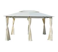 vidaXL Marquesina de jardín con cortinas blanca 4x3 m