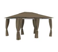 vidaXL Marquesina de jardín con cortinas gris taupe 4x3 m 180 g/m²
