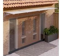 vidaXL Marquesina puerta policarbonato gris y transparente 396x90 cm