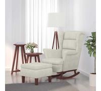 Mecedora Con Respaldo Alto De Terciopelo Crema Y Madera Maciza Vidaxl