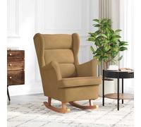 vidaXL Mecedora con respaldo alto de terciopelo marrón y madera maciza