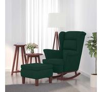 vidaXL Mecedora con respaldo alto de terciopelo oscuro y madera maciza
