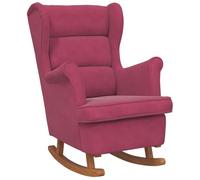 vidaXL Mecedora con respaldo alto de terciopelo y madera maciza Rojo vino tinto