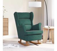 vidaXL Mecedora con respaldo alto de terciopelo y madera maciza