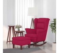 vidaXL Mecedora con respaldo alto de terciopelo y madera maciza