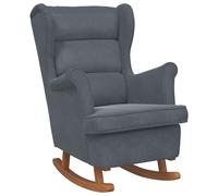 Vidaxl mecedora con respaldo alto de terciopelo y madera maciza Multicolor Gris Oscuro