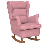 vidaXL Mecedora con respaldo alto de terciopelo rosa y madera maciza