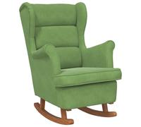 Vidaxl mecedora con respaldo alto de terciopelo y madera maciza Multicolor Verde Claro