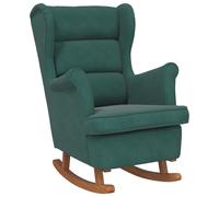 Vidaxl mecedora con respaldo alto de terciopelo y madera maciza Multicolor Verde Oscuro