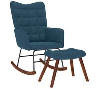 vidaXL Mecedora con taburete de terciopelo azul