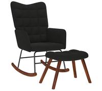 vidaXL Mecedora con taburete de terciopelo negro