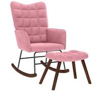 vidaXL Mecedora con taburete terciopelo Rosa/Azul/Marrón — cómoda, moderna y ergonómica para salón