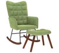 vidaXL Mecedora con taburete de terciopelo verde claro