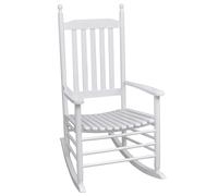 vidaXL Silla Mecedora con Asiento Curvado de Madera Blanca Sillón Relajante