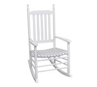 vidaXL Silla mecedora con asiento curvado de madera blanca — sillón relajante
