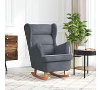 vidaXL Mecedora orejera de terciopelo gris oscuro y madera maciza