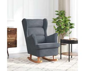 vidaXL Mecedora orejera de terciopelo gris oscuro y madera maciza