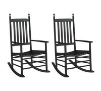 vidaXL Mecedoras con asiento curvo 2 uds madera álamo maciza Negro