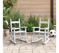 vidaXL Mecedoras para niños 2 uds madera maciza de álamo blancas