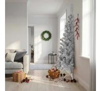 vidaXL Medio árbol de Navidad artificial con soporte PET plata 210 cm