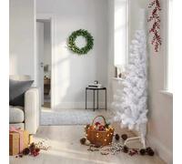vidaXL Medio árbol de Navidad artificial con soporte PVC blanco 150 cm