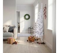 vidaXL Medio árbol de Navidad artificial con soporte PVC blanco 180 cm