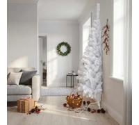 vidaXL Medio árbol de Navidad artificial con soporte PVC blanco 210 cm