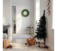 vidaXL Medio árbol de Navidad artificial con soporte PVC negro 120 cm