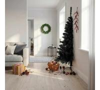 vidaXL Medio árbol de Navidad artificial con soporte PVC negro 180 cm