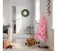 vidaXL Medio árbol de Navidad artificial con soporte PVC rosa 120 cm