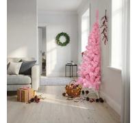 vidaXL Medio árbol de Navidad artificial con soporte PVC rosa 180 cm