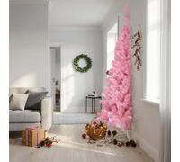 vidaXL Medio árbol de Navidad artificial con soporte PVC rosa 240 cm