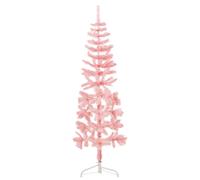 vidaXL Medio árbol de Navidad artificial con soporte rosa 180 cm
