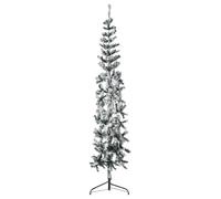 vidaXL Medio Árbol Navidad Artificial Estrecho Terraza Sala Navideño Decoración Adorno Parque Plaza Salón Patio con Nieve Flocada