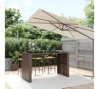 vidaXL Mesa alta bar superficie vidrio ratán PE marrón 185x80x110 cm