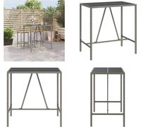 vidaXL Mesa alta con encimera de vidrio, gris, 110x70x110 cm, ratán sintético. Mesa alta con encimera de vidrio. Mesas altas con encimera de vidrio. Mesa para fiestas. Mesa de bistró