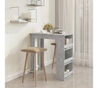 vidaXL Mesa alta con estante almacenaje gris hormigón 102x50x103,5 cm